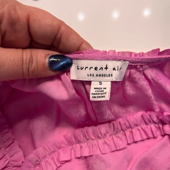 Current Air Pink Embossed Ruffle Mini Dress Size Small - Picture 5 of 10
